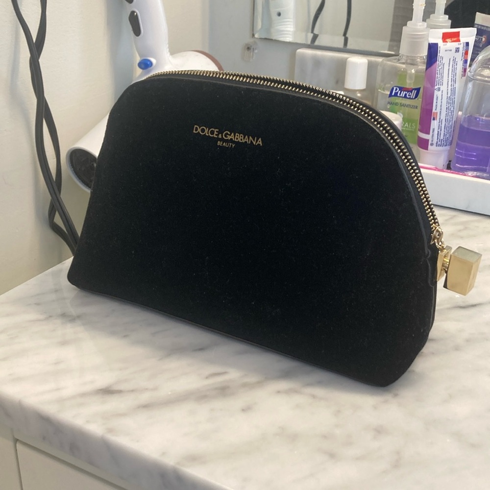 Dolce and gabbana black velvet cosmetic bag